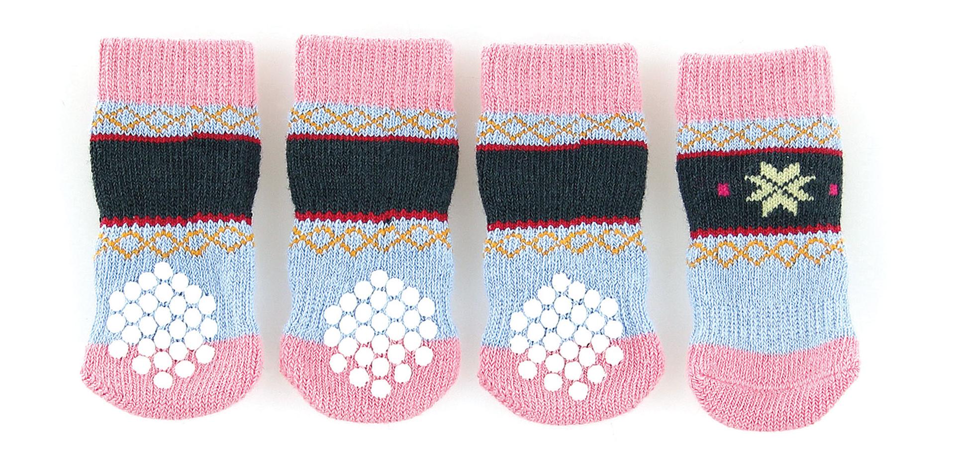 swisspet chaussettes pour chiens avec antiglisse, Naturi, rose/bleu claire