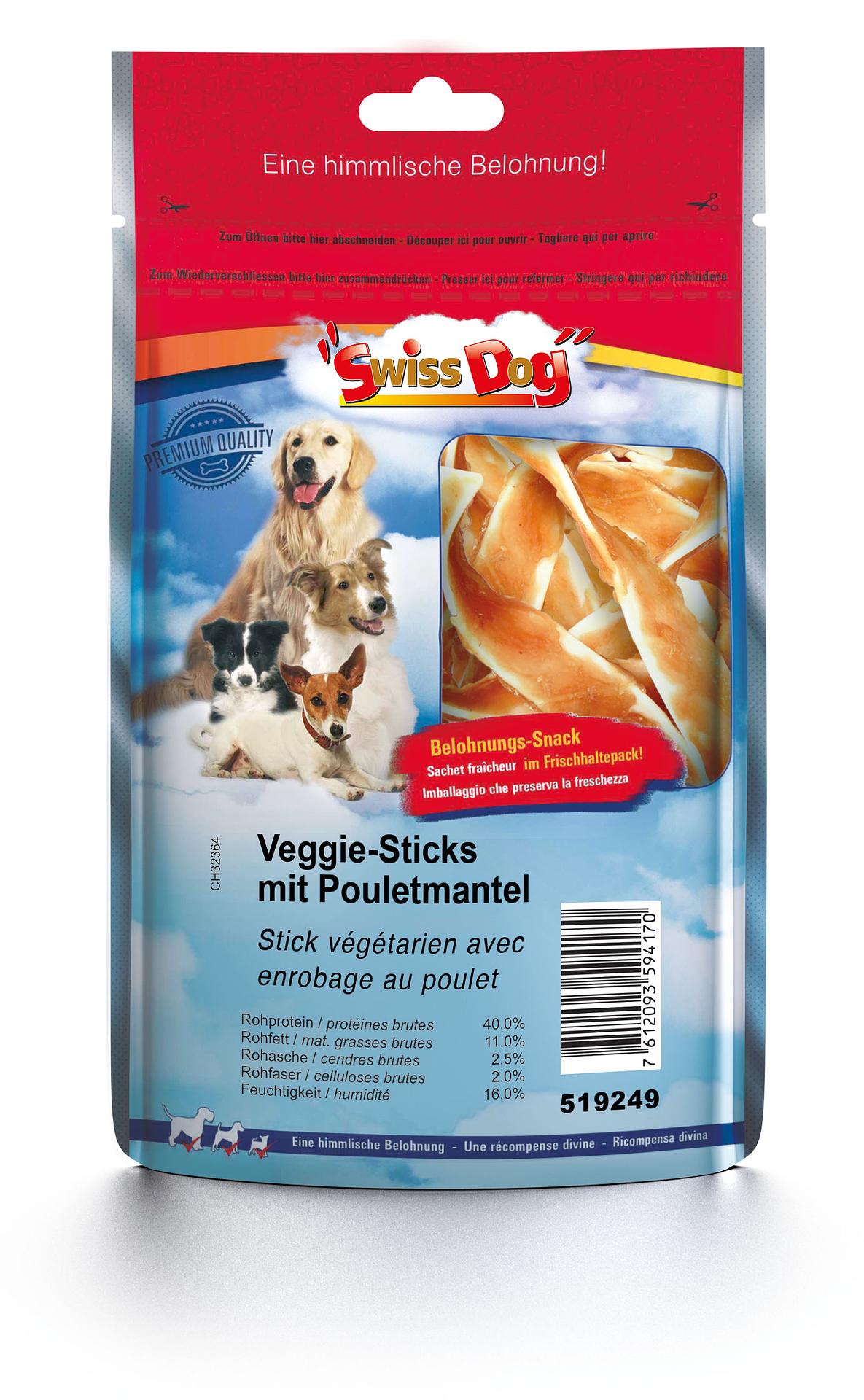SwissDog stick végétarien avec enrobage au poulet