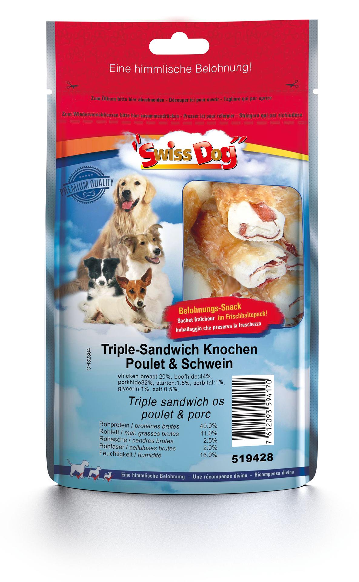 SwissDog Triple-Sandwich Knochen, S