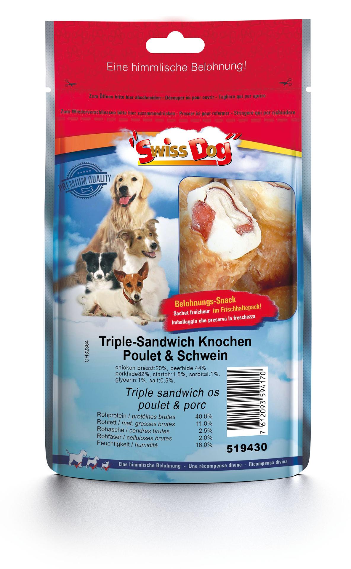 SwissDog Triple-Sandwich Knochen, L