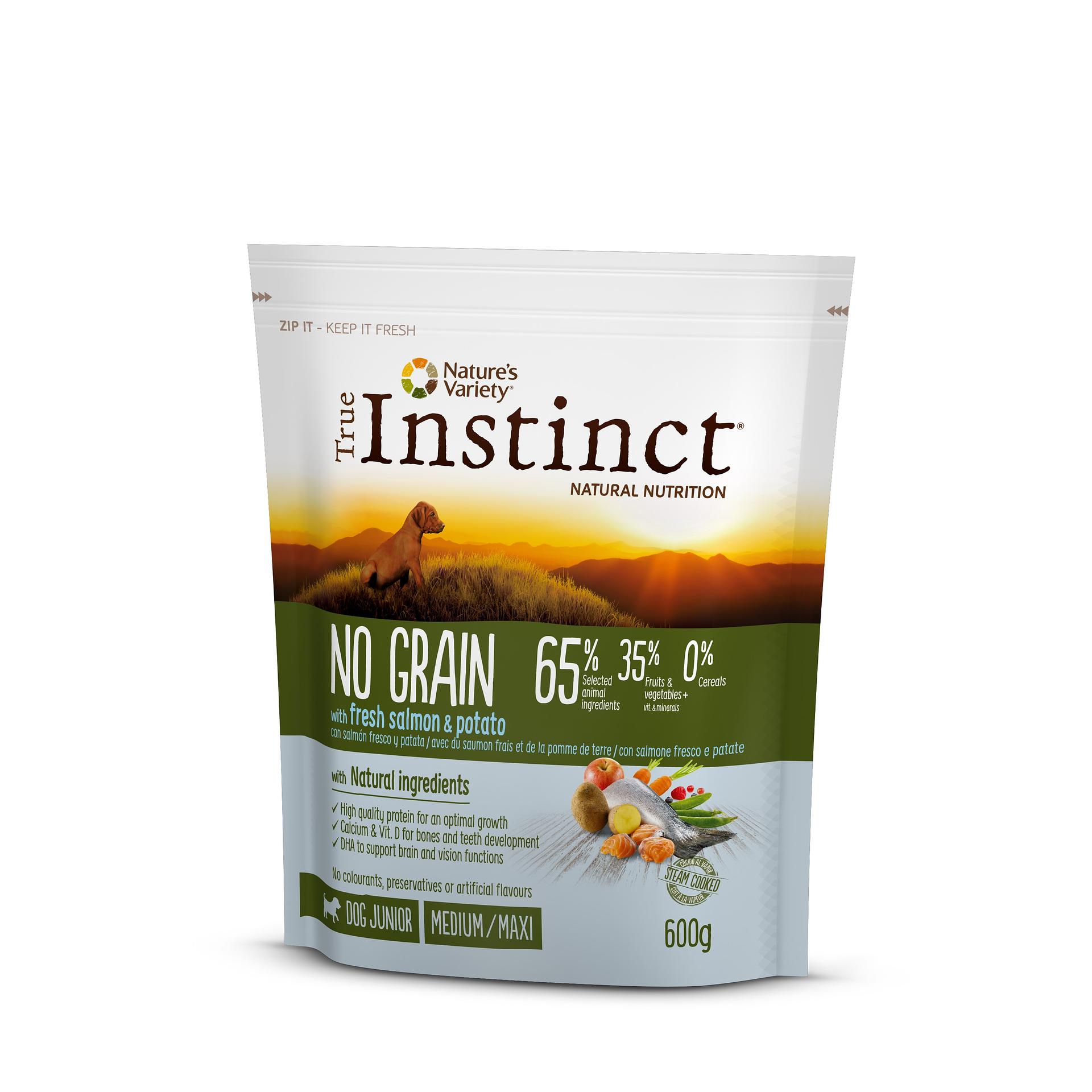 True Instinct™ NO GRAIN Junior Med/Maxi, saumon & pomme de terre
