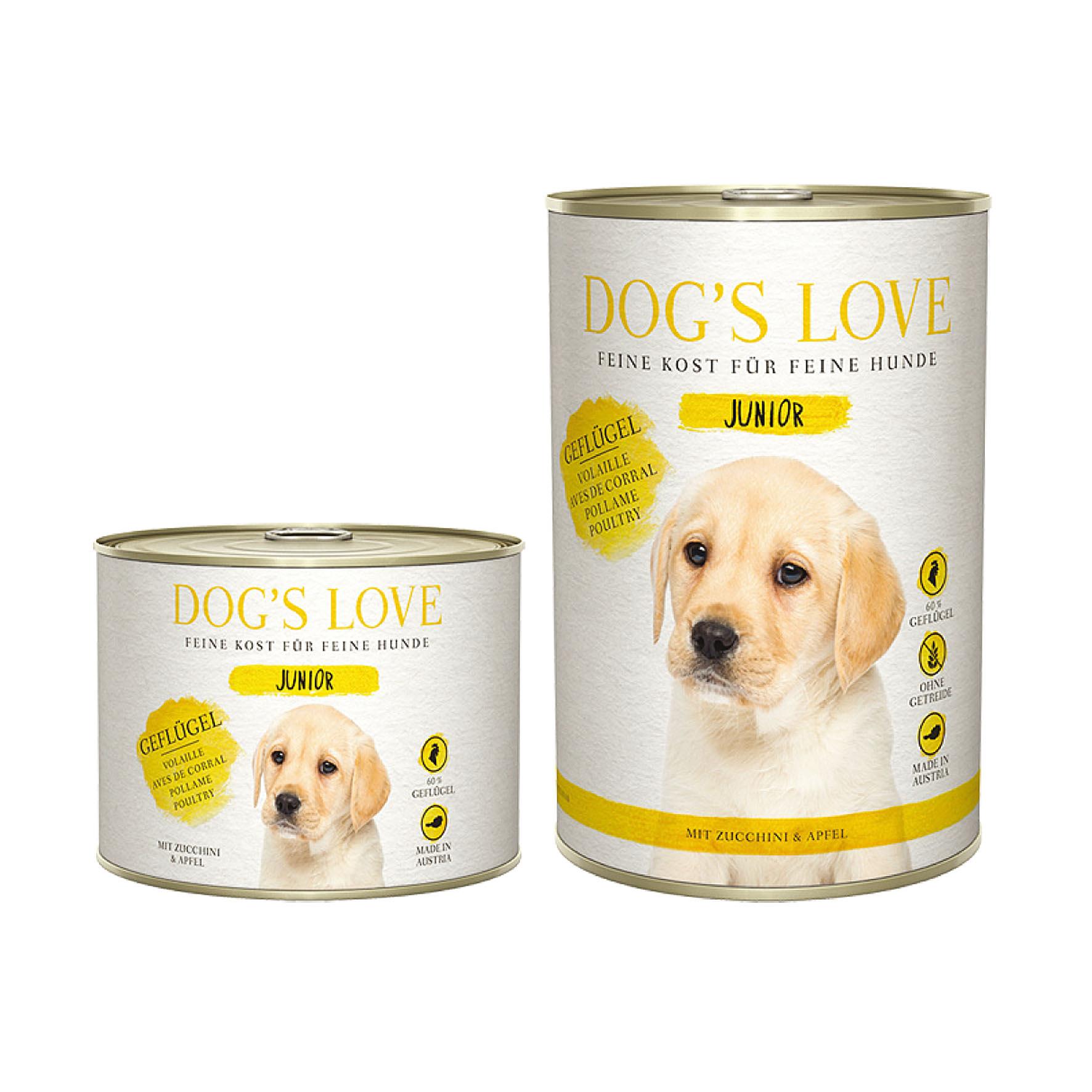 Dog‘s Love Junior Geflügel, Zucchini & Apfel 