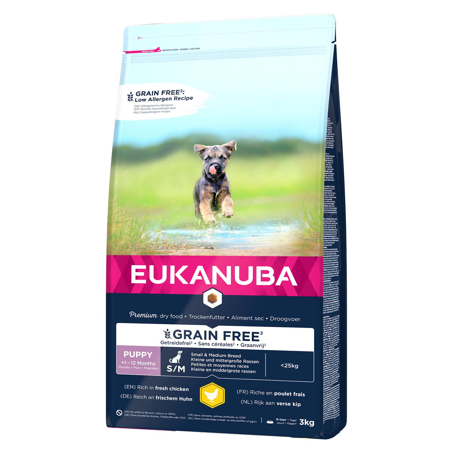 Eukanuba Grain Free Junior Small & Medium, Huhn, 3kg
