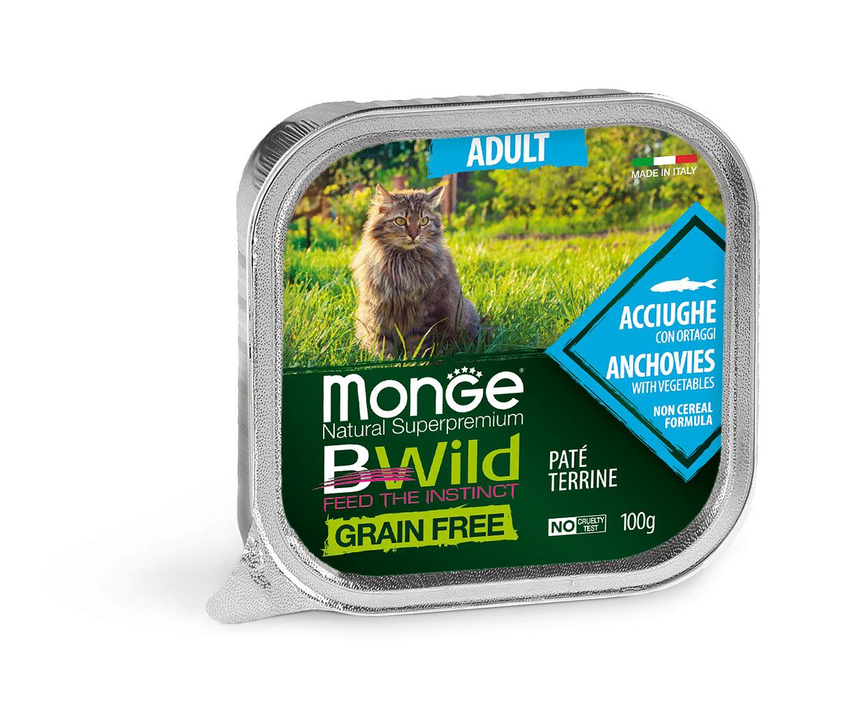 Monge Katze Bwild Adult Sardellen, Paté 100g