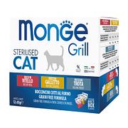 Monge Grill Cat Adult Multipack mit Kalb, Huhn und Forelle, 12x85g