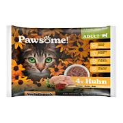 Pawsome Adult poulet, 85g Flowpack 4p