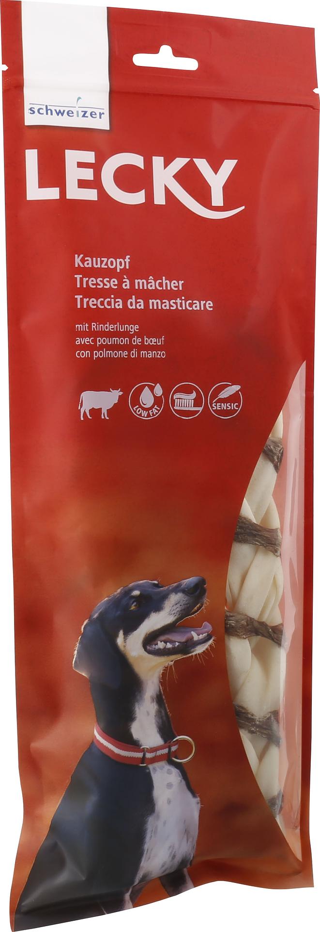 Lecky Tresse à mâcher poumon boeuf, 120g